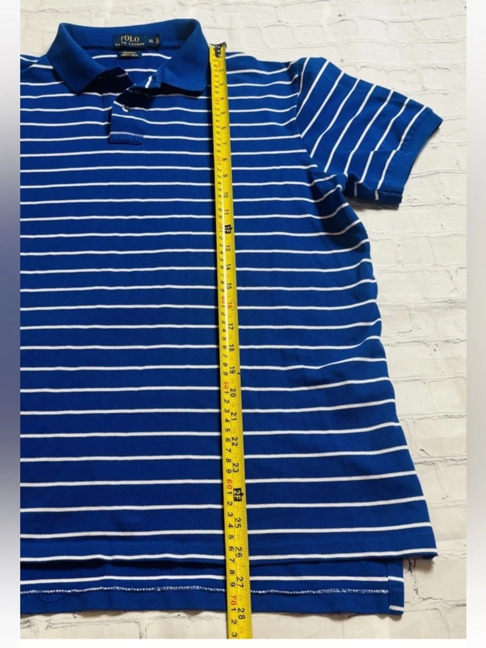 Polo Ralph Lauren Men's XL Custom Fit Stretch Mesh Polo Shirt Striped Blue White